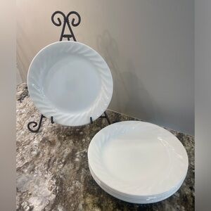 4 - Corelle Enhancements White Swirl Salad Plates